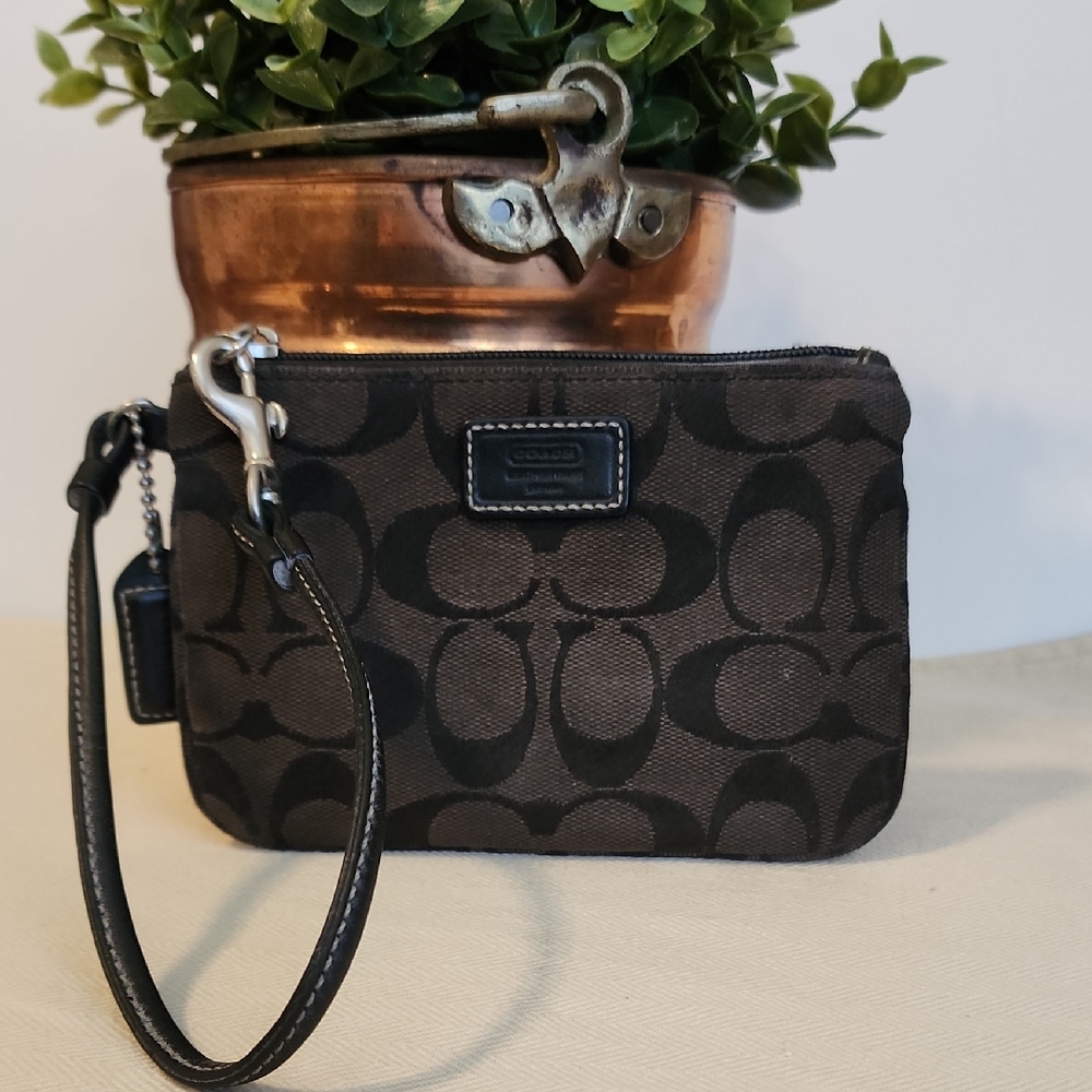 Coach Dark Brown and Light Brown Signature Wristlet